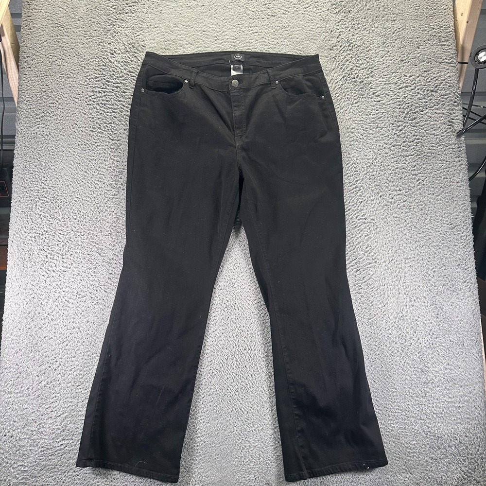 Simply Emma Jeans Womens 22W Black Cotton Denim Bootcut Workwear Travel Stretch